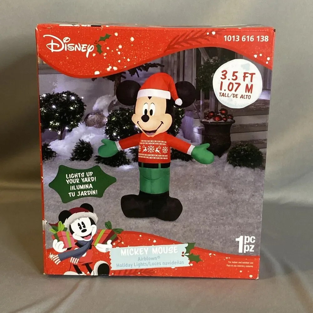 NEW Disney Christmas Mickey Mouse Santa Claus 3.5’ Airblown Inflatable Light Box